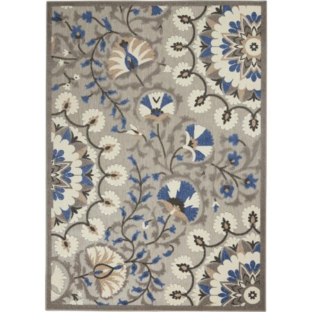 Palacedesigns 5 x 8 ft. Gray & Blue Vines Indoor & Outdoor Area Rug - Gray Blue - 5' x 8' PA3670177